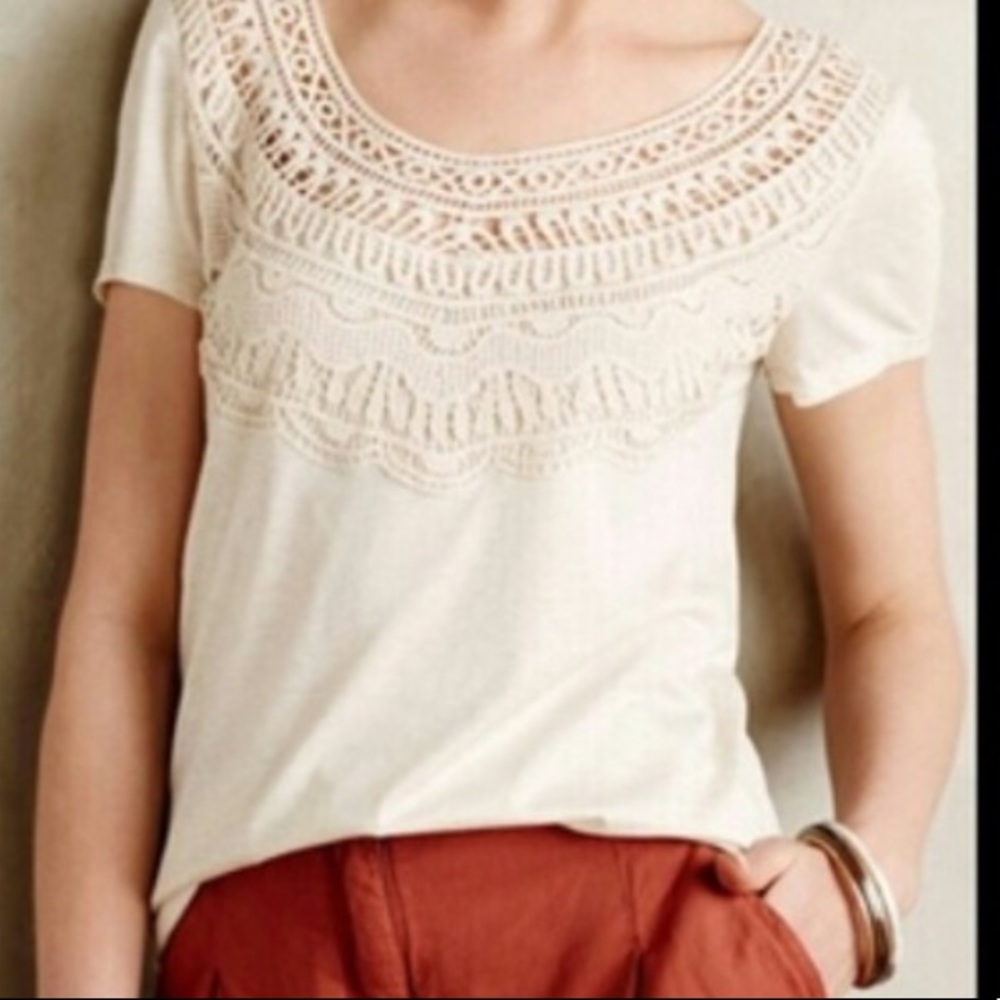 Anthro Meadow Rue orange crochet top